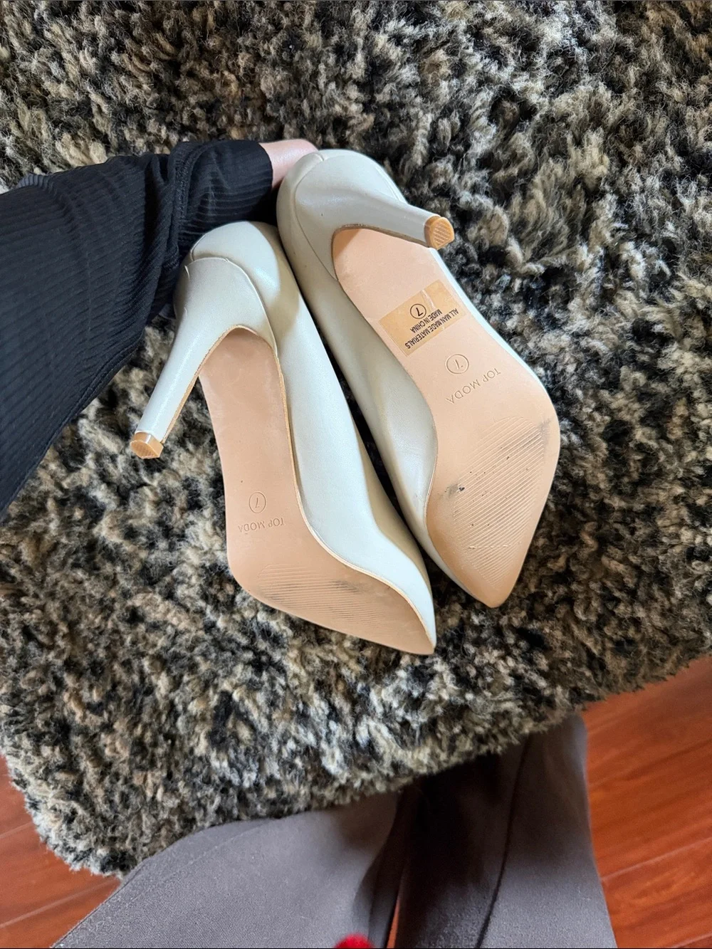 TOP Moda Cream Pointed Toe Stiletto Pumps